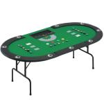 ECOTOUGE 9-Player Poker Table, Casino Leisure Table with Stainless Steel Cup Holders, Texas Hold'em Poker Table with Padded Rail, Green