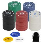 PrreDeACCE 200PCS Poker Chips Set with Portable Storage Bag Casino Poker Chips Denominations Plastic Learning Counters Disks for Texas Holdem Blackjack Poker Night Party