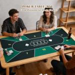 YOMEYOT Poker Table Top Mat 70"x35" Blackjack Poker Mat with Non Slip Rubber Backing and Carry Bag for Home Poker Card Game Night Up to 10 Players (Green)