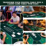 YOMEYOT Poker Table Top Mat 70"x35" Blackjack Poker Mat with Non Slip Rubber Backing and Carry Bag for Home Poker Card Game Night Up to 10 Players (Green)