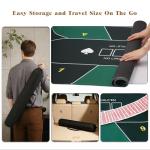 YOMEYOT Poker Table Top Mat 70"x35" Blackjack Poker Mat with Non Slip Rubber Backing and Carry Bag for Home Poker Card Game Night Up to 10 Players (Green)