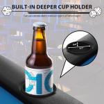 PeakPursuit 8 Oval Player Poker Table Foldable, 71" Folding Blackjack Texas Holdem Table, Portable Casino Leisure Card Board Game Table with Cup Holders for Game Room, Blue