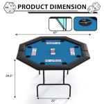 PeakPursuit Octagon Poker Table with Water-Resistant Cushioned Rail, 8-Player Octagonal Poker & Blackjack Tables, Casino Leisure Table with Collapsible Legs