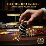 HEITOK Casino Poker Set with Numbered Chips 500-Piece for Card Board Game, 11.5 Gram with Playing Cards Waterproof for Texas Hold'em, Blackjack Gambling, Card Club or Late Night Poker Games