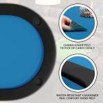 PeakPursuit 8 Oval Player Poker Table Foldable, 71" Folding Blackjack Texas Holdem Table, Portable Casino Leisure Card Board Game Table with Cup Holders for Game Room, Blue