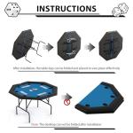 PeakPursuit Octagon Poker Table with Water-Resistant Cushioned Rail, 8-Player Octagonal Poker & Blackjack Tables, Casino Leisure Table with Collapsible Legs