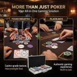 HEITOK Casino Poker Set with Numbered Chips 500-Piece for Card Board Game, 11.5 Gram with Playing Cards Waterproof for Texas Hold'em, Blackjack Gambling, Card Club or Late Night Poker Games