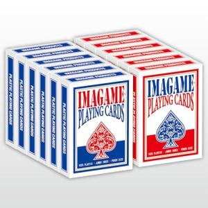 IMAGAME Plastic Playing Cards, Poker Size, Excellent Quality, Jumbo Index, Waterproof & Washable, Perfect for Texas Hold’em Poker, 6 Blue Deck & 6 Red Deck