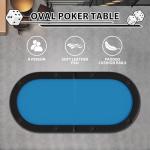PeakPursuit 8 Oval Player Poker Table Foldable, 71" Folding Blackjack Texas Holdem Table, Portable Casino Leisure Card Board Game Table with Cup Holders for Game Room, Blue