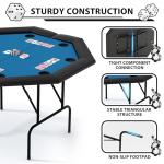 PeakPursuit Octagon Poker Table with Water-Resistant Cushioned Rail, 8-Player Octagonal Poker & Blackjack Tables, Casino Leisure Table with Collapsible Legs