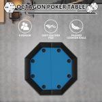 PeakPursuit Octagon Poker Table with Water-Resistant Cushioned Rail, 8-Player Octagonal Poker & Blackjack Tables, Casino Leisure Table with Collapsible Legs