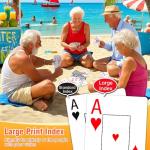 Teskyer 2 Pack Waterproof Playing Cards, 100% Plastic Premium Durable Poker Cards, 2 Deck of Cards - Large Index