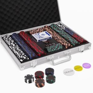 LUOBAO 500 Pcs Black Poker Chips Set Casino Chips Blackjack 11.5 Grams Poker Chip Sets Texas Hold'em Poker Set Case Gambing Poler Chips Card Game Black Jack Poker Night