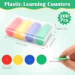 Luxiv 200Pcs Plastic Learning Counters with Storage Box, 4 Colors Bingo Chips 1 Inches Poker Chips Educational Counting Math Counters Manipulatives Round Game Chips Plastic Counters (1 inches)