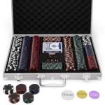 LUOBAO 500 Pcs Black Poker Chips Set Casino Chips Blackjack 11.5 Grams Poker Chip Sets Texas Hold'em Poker Set Case Gambing Poler Chips Card Game Black Jack Poker Night