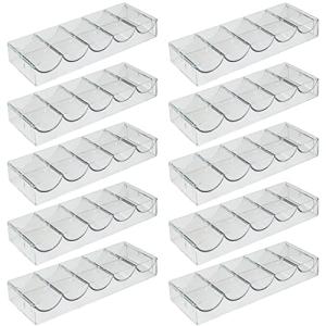 Brybelly Clear Acrylic Poker Chip Tray | for Standard Size Chips & Clay Chips | Each Tray Holds 100 Chips | 10 Trays - No Lids