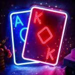 Poker Neon Sign for Wall Decor, Casino LED Night for Las Vegas Party, Poker Room, Bedroom, Man Cave, Dimmable USB Power Red Blue (14.1"x13" IN)