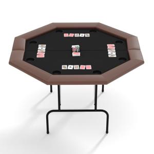 STMHOM Professional Foldable Octagon Poker Table for 8 Players - Casino Style Game Table with Waterproof Black Felt, Padded Armrest & 8 Cup Holders for Home Game Nights & Parties