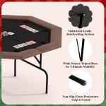 STMHOM Professional Foldable Octagon Poker Table for 8 Players - Casino Style Game Table with Waterproof Black Felt, Padded Armrest & 8 Cup Holders for Home Game Nights & Parties