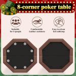 STMHOM Professional Foldable Octagon Poker Table for 8 Players - Casino Style Game Table with Waterproof Black Felt, Padded Armrest & 8 Cup Holders for Home Game Nights & Parties