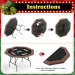 STMHOM Professional Foldable Octagon Poker Table for 8 Players - Casino Style Game Table with Waterproof Black Felt, Padded Armrest & 8 Cup Holders for Home Game Nights & Parties