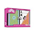 Copag 1546 Neoteric Design 100% Plastic Playing Cards, Poker Size (Standard) Yellow/Pink/Blue Double Deck Set (Jumbo Index)