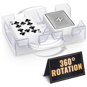 Playing Cards Holder Rotating 360° – Compact Plastic Playing Card Tray for Easy Access 2 Decks with Smooth Rotation | Organizes Multiple Decks for Canasta, Poker & More, Great for Valentines Day Gift