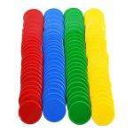 Smartdealspro Set of 100 1 Inch Opaque Plastic Learning Counters Mini Poker Chips Game Tokens with Storage Box (4 Colors-Red,Yellow,Blue,Green)