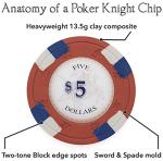 Claysmith Gaming Pack of 50 Poker Knights Poker Chips, Heavyweight 13.5-gram Clay Composite (0.25 Gray)