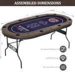 RAYKEEP Poker Table Foldable, 8 Player Folding Poker Tables w/Collapsible Legs, Casino Grade Felt, Padded Rails and Cup Holders, Portable Poker Table for Texas Holdem Poker and Blackjack, 71 Inch