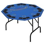 Soozier Poker Table Foldable, 47" Octagon Blackjack Poker Game Table for 8 Players with Cup Holders and Chips Tray, Blue Felt