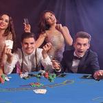 Soozier Poker Table Foldable, 47" Octagon Blackjack Poker Game Table for 8 Players with Cup Holders and Chips Tray, Blue Felt