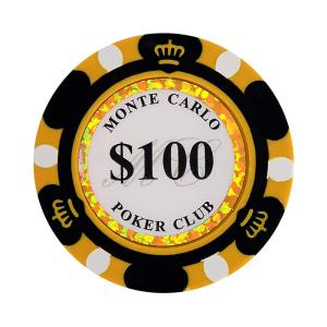 Clay Poker Chips 14 Gram Monte Carlo-Pack of 50 Chips ($100 Black)
