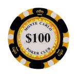 Clay Poker Chips 14 Gram Monte Carlo-Pack of 50 Chips ($100 Black)
