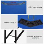 Soozier Poker Table Foldable, 47" Octagon Blackjack Poker Game Table for 8 Players with Cup Holders and Chips Tray, Blue Felt