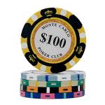 Clay Poker Chips 14 Gram Monte Carlo-Pack of 50 Chips ($100 Black)
