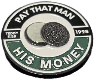 LETS GO CORNHOLE Pay That Man His Money Poker Card Protector Good Luck Charm Trinket, Teddy KGB Design, 1998 Edition Rounder Players Great Gift