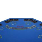 Soozier Poker Table Foldable, 47" Octagon Blackjack Poker Game Table for 8 Players with Cup Holders and Chips Tray, Blue Felt