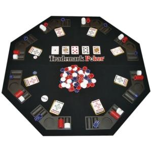 Poker Table Topper - Foldable Texas Hold 'Em Set with Carry Case, 300 Poker Chips, 2 Decks of Cards, and Dealer and Blind Buttons by Trademark Poker