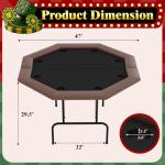 PeacefulHues 8-Player Octagon Poker Table with Foldable Legs & Cup Holders, Professional Texas Hold'em, Blackjack Casino Game Table for Home, Parties & Card Nights