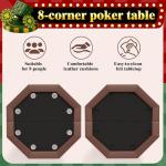 PeacefulHues 8-Player Octagon Poker Table with Foldable Legs & Cup Holders, Professional Texas Hold'em, Blackjack Casino Game Table for Home, Parties & Card Nights