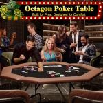 PeacefulHues 8-Player Octagon Poker Table with Foldable Legs & Cup Holders, Professional Texas Hold'em, Blackjack Casino Game Table for Home, Parties & Card Nights