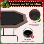 PeacefulHues 8-Player Octagon Poker Table with Foldable Legs & Cup Holders, Professional Texas Hold'em, Blackjack Casino Game Table for Home, Parties & Card Nights