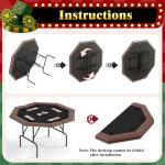 PeacefulHues 8-Player Octagon Poker Table with Foldable Legs & Cup Holders, Professional Texas Hold'em, Blackjack Casino Game Table for Home, Parties & Card Nights