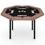 Garvee 48" Folding Poker Table, Folding Game Table Padded Rails ＆ Stainless Steel Cup Holders ＆ Collapsible Metal Legs, 8 Players Octagon Casino Table for Texas Holdem Games (Brown)