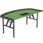 Soozier Poker Table Foldable, 72" Portable Folding Casino Blackjack Table for 8 Players, 220 LBS Capacity, Felt Surface, Cup Holders, Chip Tray, Dealer Spot, Padded Rails for Texas Holdem Game, Green