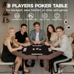 Garvee 48" Folding Poker Table, Folding Game Table Padded Rails ＆ Stainless Steel Cup Holders ＆ Collapsible Metal Legs, 8 Players Octagon Casino Table for Texas Holdem Games (Brown)