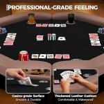 Garvee 48" Folding Poker Table, Folding Game Table Padded Rails ＆ Stainless Steel Cup Holders ＆ Collapsible Metal Legs, 8 Players Octagon Casino Table for Texas Holdem Games (Brown)