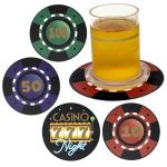 Poker Chip Coasters - 12 Casino Drink Coasters - Cardstock Disposable Table Coasters for Casino Party Decorations, Casino Birthday, Las Vegas Party, Poker Party, Game Night - Table Decoration