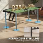 Soozier Poker Table Foldable, 72" Portable Folding Casino Blackjack Table for 8 Players, 220 LBS Capacity, Felt Surface, Cup Holders, Chip Tray, Dealer Spot, Padded Rails for Texas Holdem Game, Green